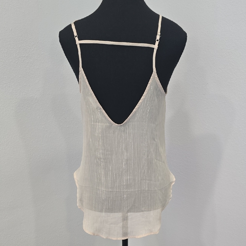 Astr Cream Camisole Top, V Neck, Silky, Small, Straps - Picture 2 of 5